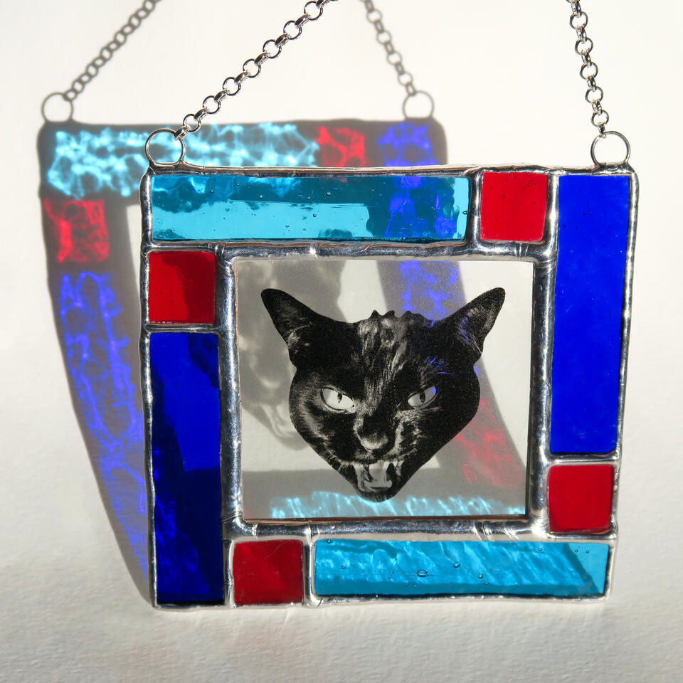 Handmade Stained Glass Black Cat