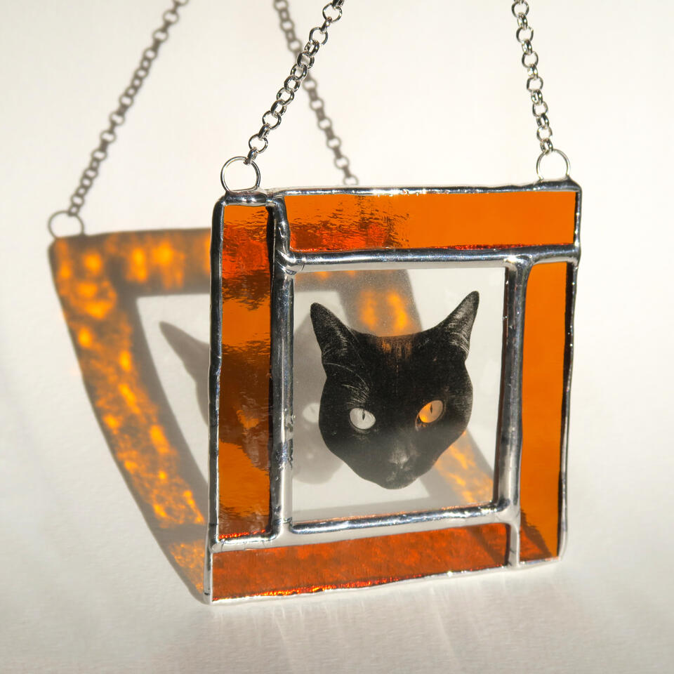 Black Cat Handmade Stained Glass