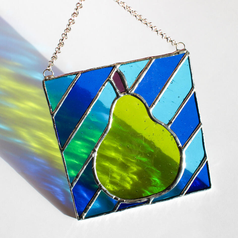 Handmade Stained Glass Pear Suncatcher