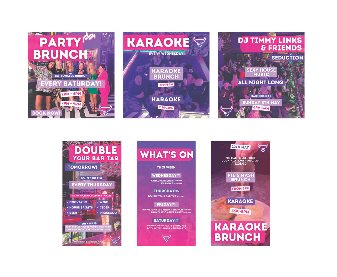 Social Media Posts &amp; Stories Content Designs for Bar