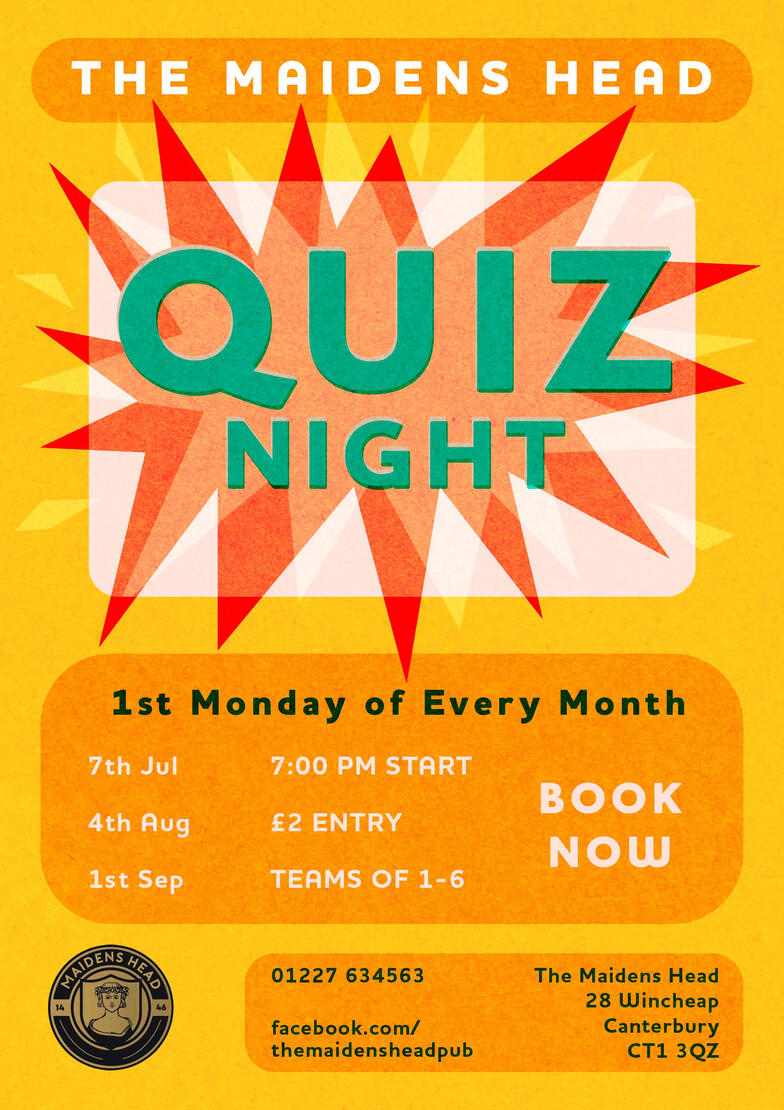 Poster Design for The Maidens Head Quiz Night