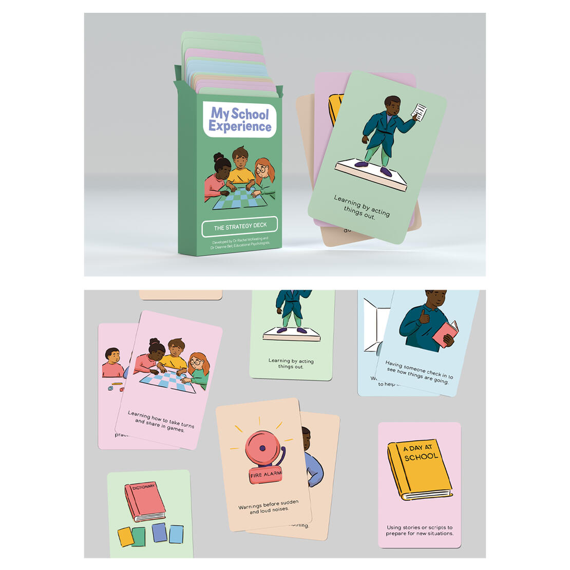 Cards from the 'My School Experience - Strategy Deck' - x64 Illustrated Picture Cards